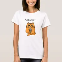 Addicted to Bubble Tea | Funny Kawaii Cat   T-Shirt