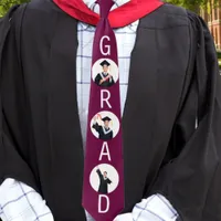 Graduation Keepsake 3 Photos Grad Burgundy Neck Tie