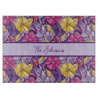 Stained Glass Abstract Purple Yellow Pink Cutting Board