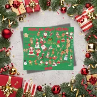 Monogrammed Merry Christmas on green background | Fleece Blanket