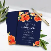 Budget Navy Blue Orange Poppy Bridal Shower