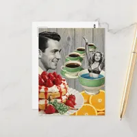 Sweet Thoughts Surreal Collage Man Thinks of Women Postcard