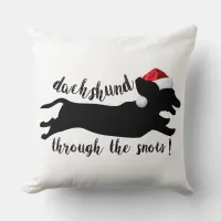 Dachshund through the snow Christmas Holidays Throw Pillow