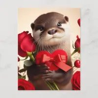 A cute Valentine Otter Postcard