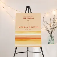 Stripes Terracotta Orange Wedding Welcome Sign