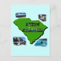 South Carolina Map, Photos and Text Postcard