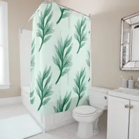 Abstract Green Leaf Pattern Shower Curtain