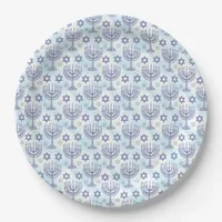 Hanukkah Menorah Star of David Doodle Art Style Paper Plates
