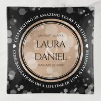 Elegant 28th Linen Wedding Anniversary Celebration Trinket Tray