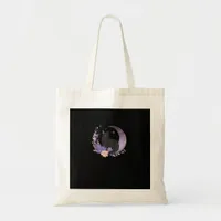 Cat Witchy Moon Flowers Pastel Goth Goblincore Tote Bag