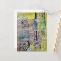 The Retro Working Men Mixed Media Collage Postcard