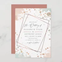 Rose Gold and Blush Pink Paint Geometric Wedding Invitation