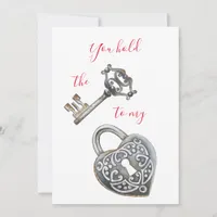 You hold the key to my heart red Valentine's Day Holiday Card