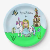 Personalized Princess and Unicorn Birthday Party Paper Plates