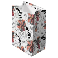 Abstract Doodle Art Style Cat Smelling Flower Medium Gift Bag