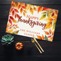 Watercolor Fall Leaves Thanksgiving Paper Placemat