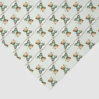 Cute Teddy Bear on a Cloud Green PJs Tissue Paper