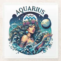 Aquarius Water Bearer Beautiful Woman Astrology  Glass Coaster