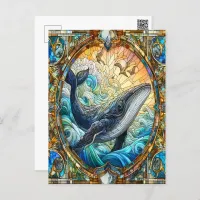 Majestic Marine Mosaic A Stained Glass Whale Postcard