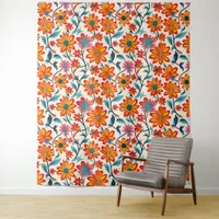 Whimsical Folk Art Flowers  Tapestry