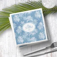 Hawaiian Palm Tree Silhouette Pattern Blue ID1093 Paper Dinner Napkins