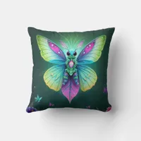 Mystical Moonlit Fairy in a Enchanted Garden Throw Pillow