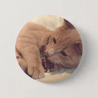 Vintage Christmas Kitty Pinback Button