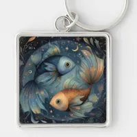 Pisces Fish Zodiac Astrology Celestial Birthday Keychain