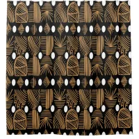 Caribbean Tribal Mudcloth: Black, White, Gold Shower Curtain