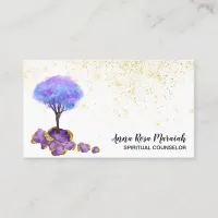 *~* Tree Amethyst Magical Jewels Gold Glitter Business Card