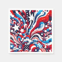 Red, White and Blue Patriotic Fourth of July  Napkins