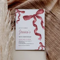 Burgundy Bow Birthday Invitation