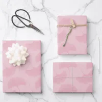 Linen Textured Pastel Pink & Rose Gingko Leaves Wrapping Paper Sheets