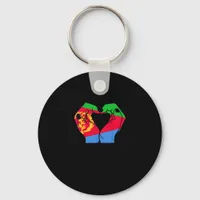 Hands Heart With Eritrean Flag Keychain