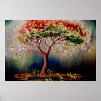 *~* AP81 Gold GLitter Artistic Ethereal Tree Poster