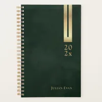 Shiny Vintage Dark Emerald Green & Gold Non Dated Planner