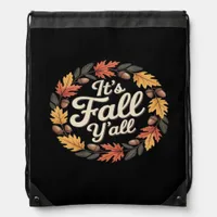 It’s Fall Y’all Halloween Bats Pumpkin Trendy Drawstring Bag
