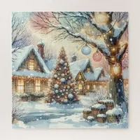 Whimsical Folk Village Christmas Jigsaw Puzzle