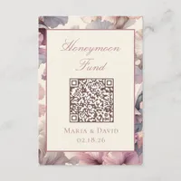 Blush Pink Floral Honeymoon Fund QR Code Cards