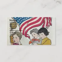 Vintage Children and American Falg Business Card