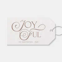 Modern Taupe Joyful Holiday Christmas Gift Tags