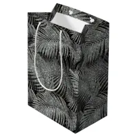 Sparkling Palm Leaves Pattern Silver ID831 Medium Gift Bag