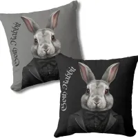 Goth Rabbit cushion Gothic black grey bunny