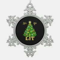 Let's Get Lit Christmas Christmas Snowflake Pewter Christmas Ornament