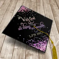 Rainbow Glitter Christian Bible Verse Monogram Graduation Cap Topper