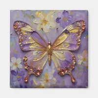 Beautiful Purple Butterfly and Flowers Magnet