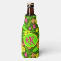 Colourful Tulip Flower Print Bottle Cooler