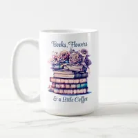 Pretty Antique Pile of Books and Vintage Roses Coffee Mug