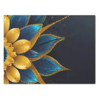 Elegant Sapphire and Gold Floral Wedding Tissue Paper