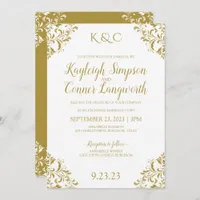 Elegant Vintage Gold Wedding Invitations